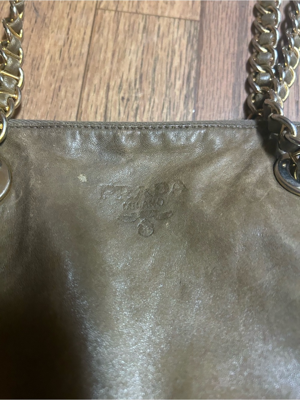 Prada Milano Chain-Handle Shoulder Bag - Taupe - Picture 5 of 11